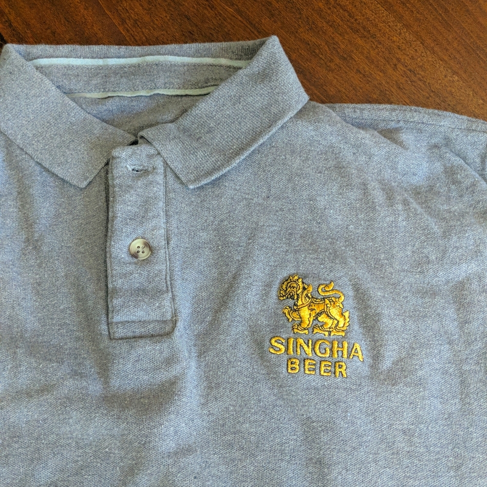 Singha Beer Polo Gray Meduim shirt men's